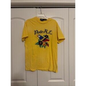 Polo Ralph Lauren T Shirt Men Yellow Embroidered Parrot RL 1967 Size Medium